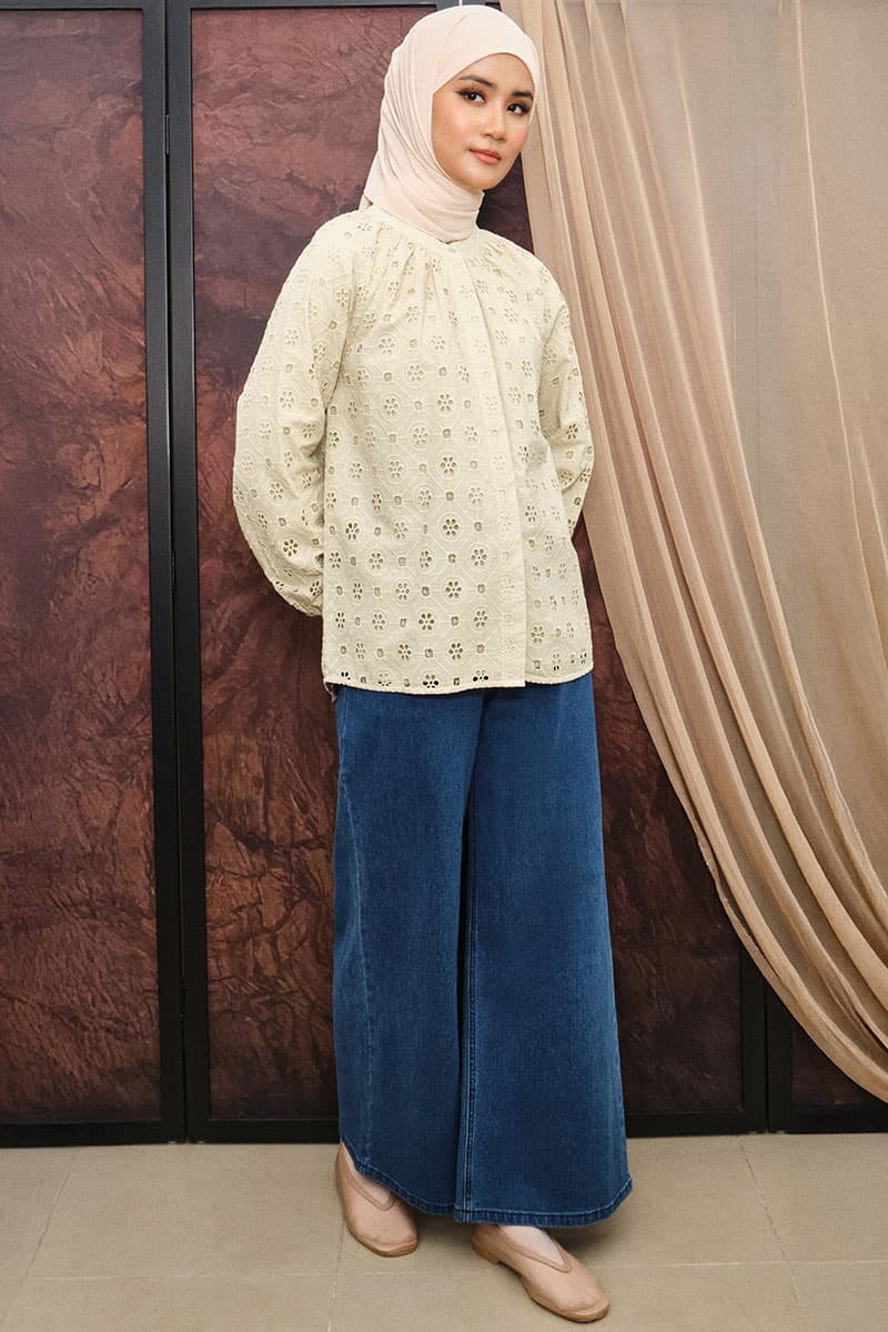 Jesse Front Button Blouse - Oatmilk - Image 3