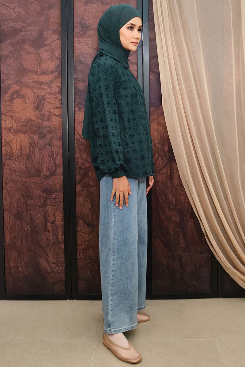 Jesse Front Button Blouse - Bistro Green - Image 3