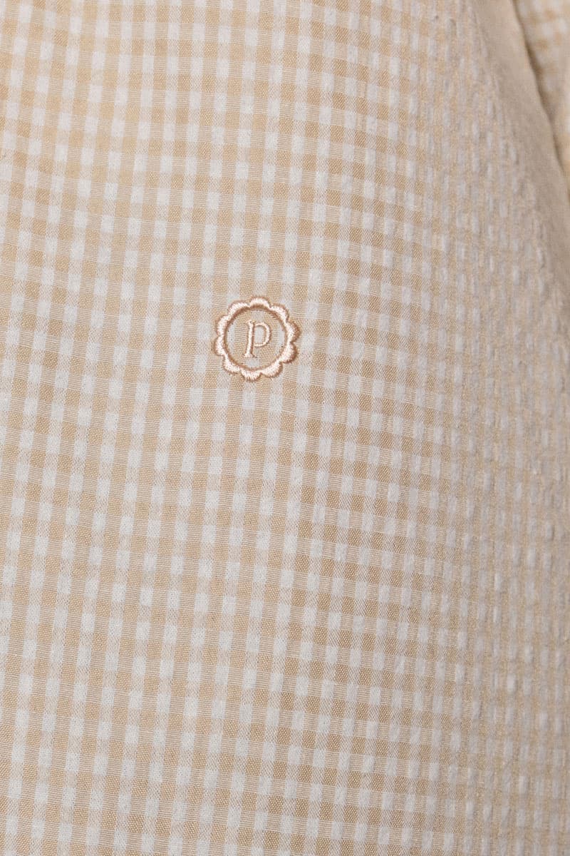 Rowan Henley Blouse - Beige Check - Image 6