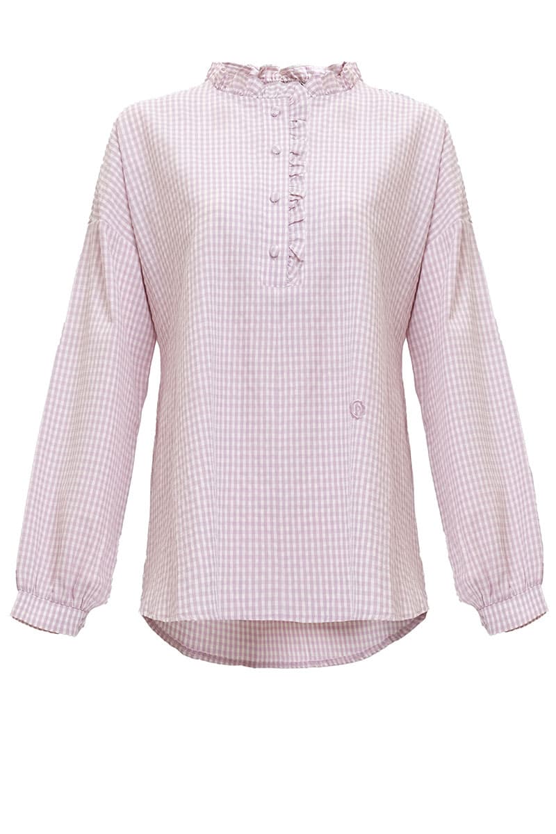 Rowan Henley Blouse - Lilac Check - Image 2