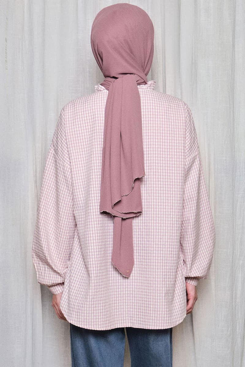 Rowan Henley Blouse - Lilac Check - Image 4