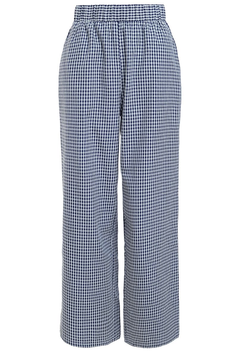 Douglas Wide Legged Pants - Navy Check - Image 2