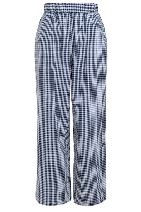 Douglas Wide Legged Pants - Navy Check