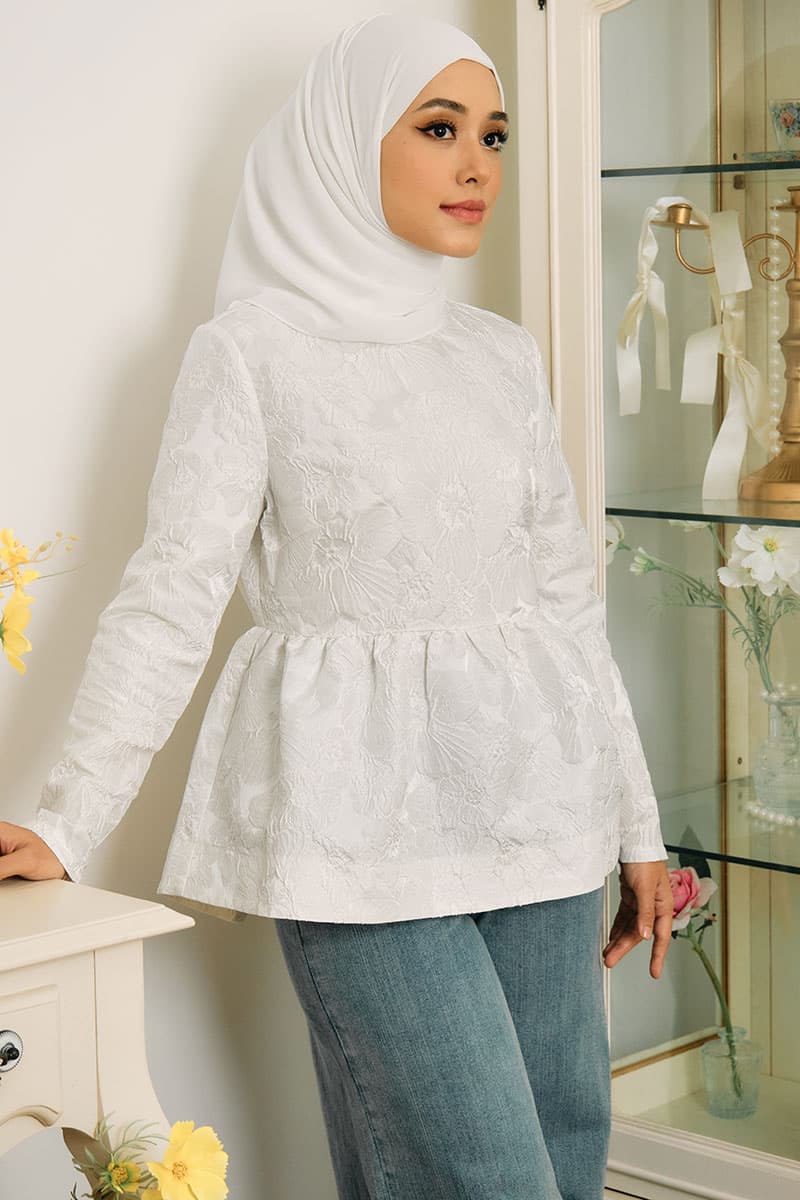 Kayson Gathered Waist Blouse - White - Image 1