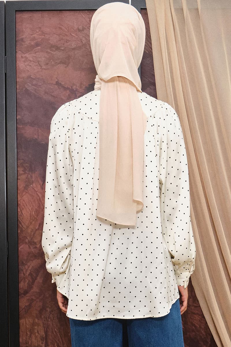 Bradley Flared Blouse - Cream Polka - Image 4