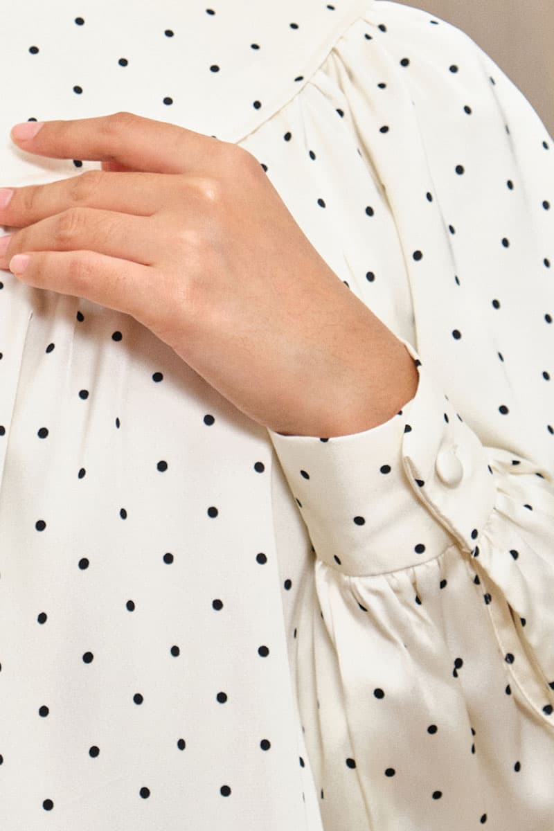 Bradley Flared Blouse - Cream Polka - Image 5