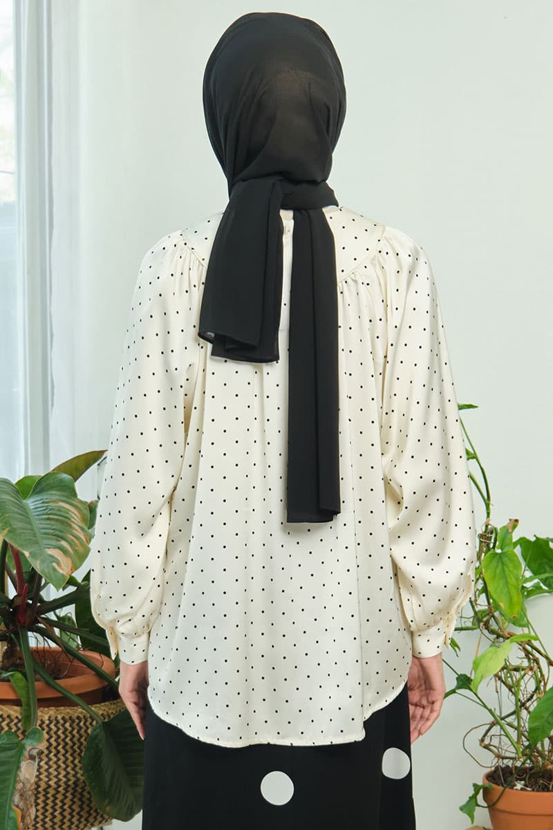 Bradley Flared Blouse - Cream Polka - Image 4