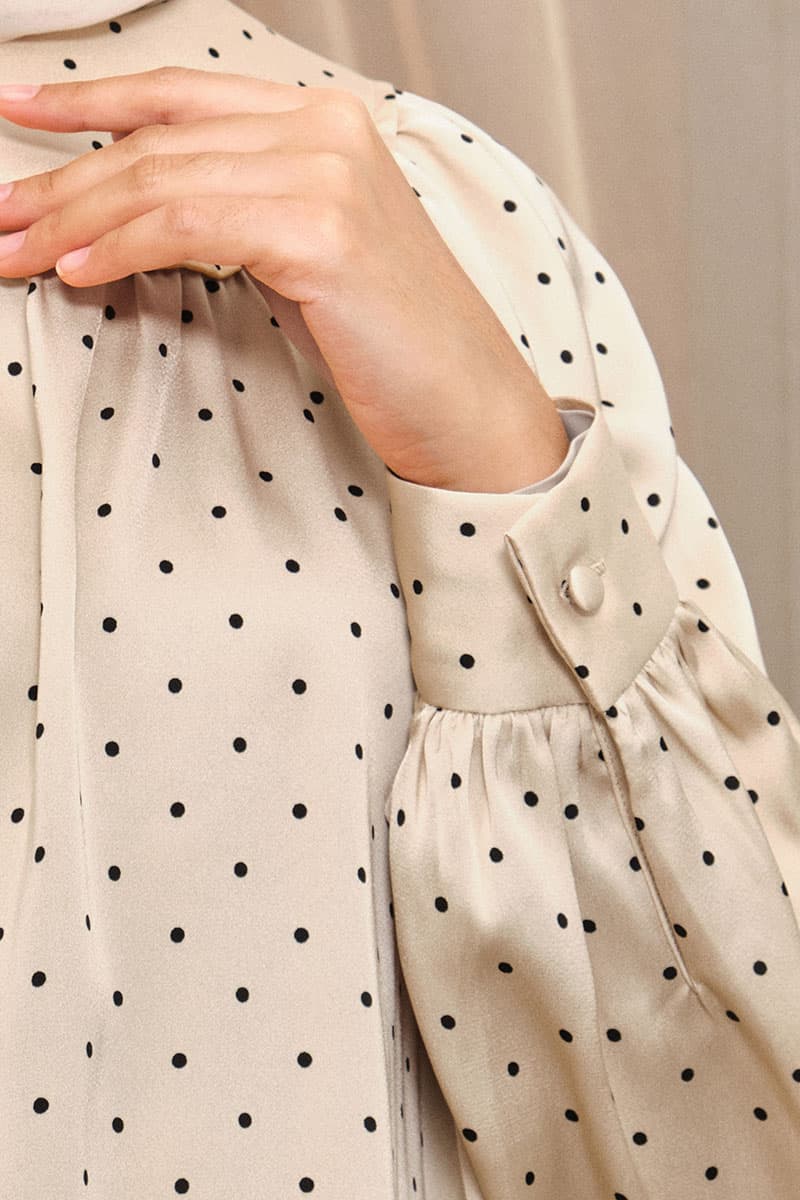 Bradley Flared Blouse - Beige Polka - Image 5