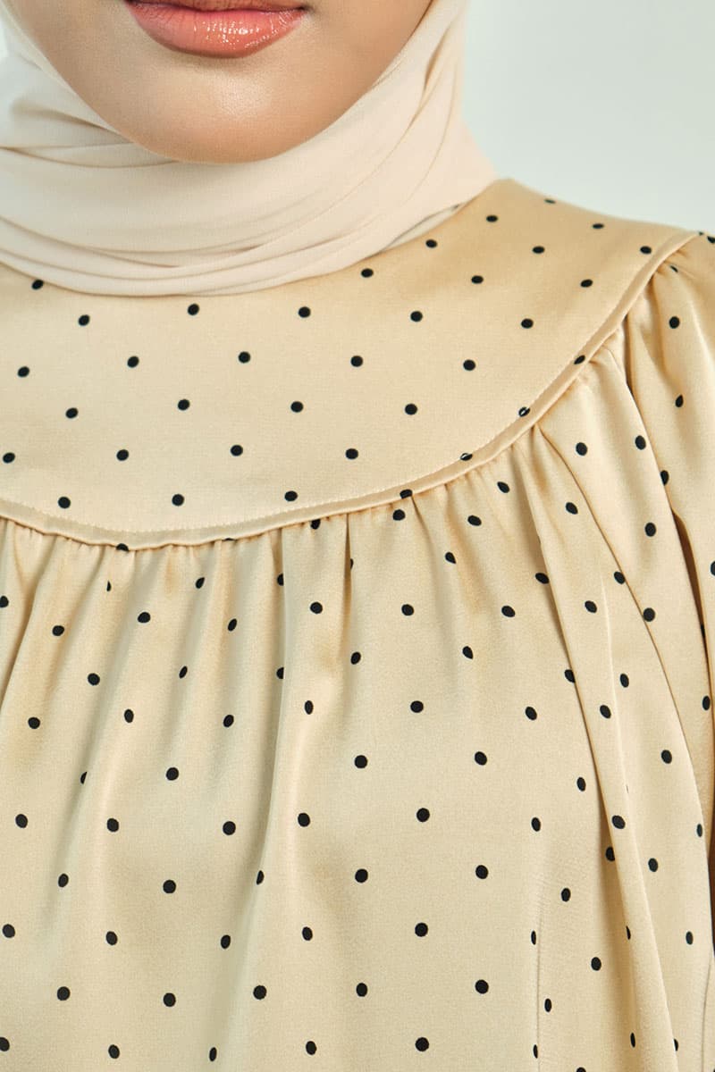 Bradley Flared Blouse - Beige Polka - Image 5