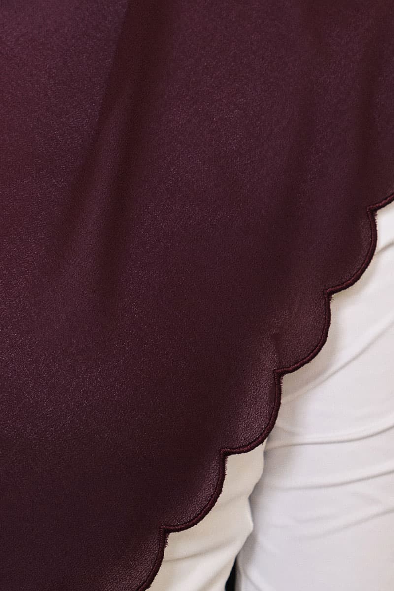 Leily Scallop Chiffon Headscarf - Deep Plum - Image 3
