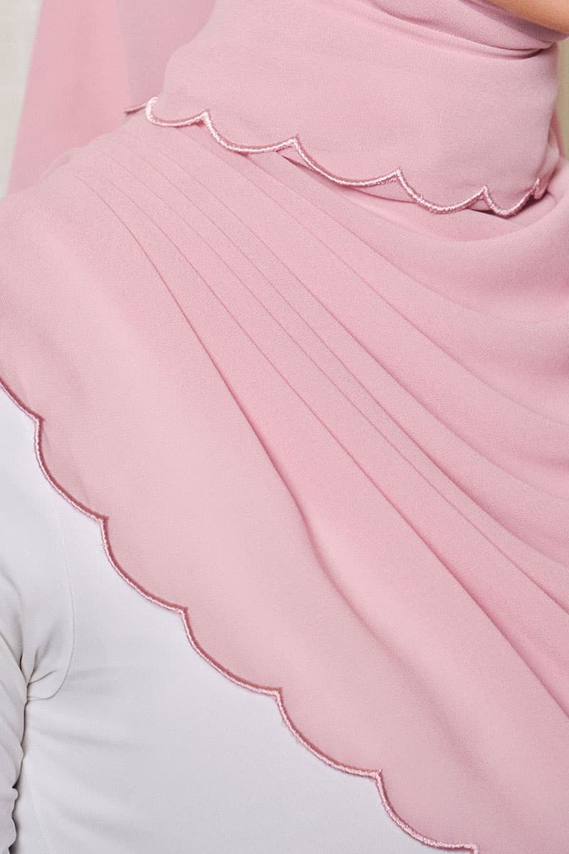 Leily Scallop Chiffon Headscarf - Primrose Pink - Image 4
