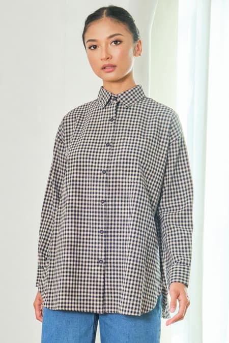 Udyati Front Button Shirt - Midnight Check