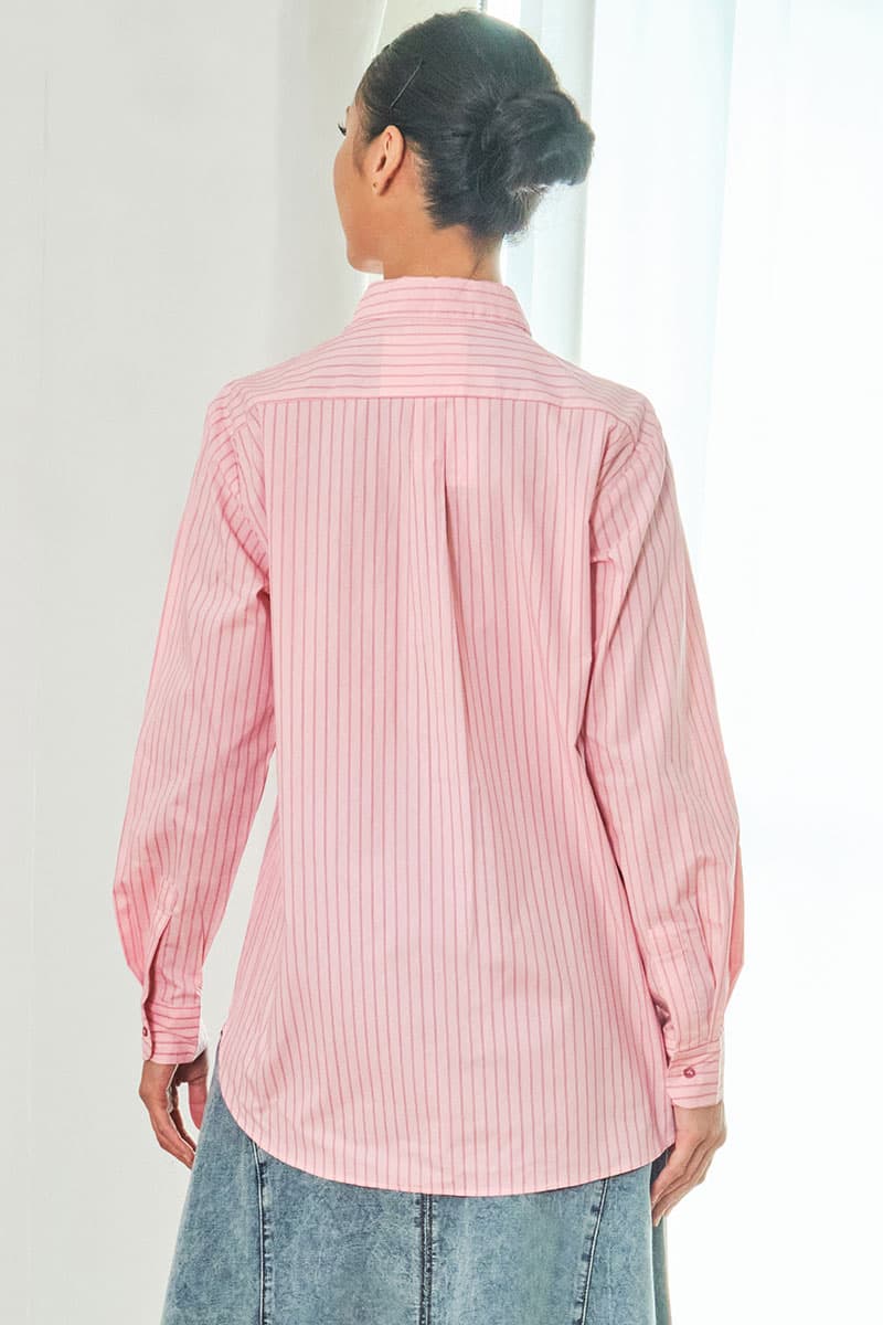 Mason Front Button Shirt - Pink Stripe - Image 4