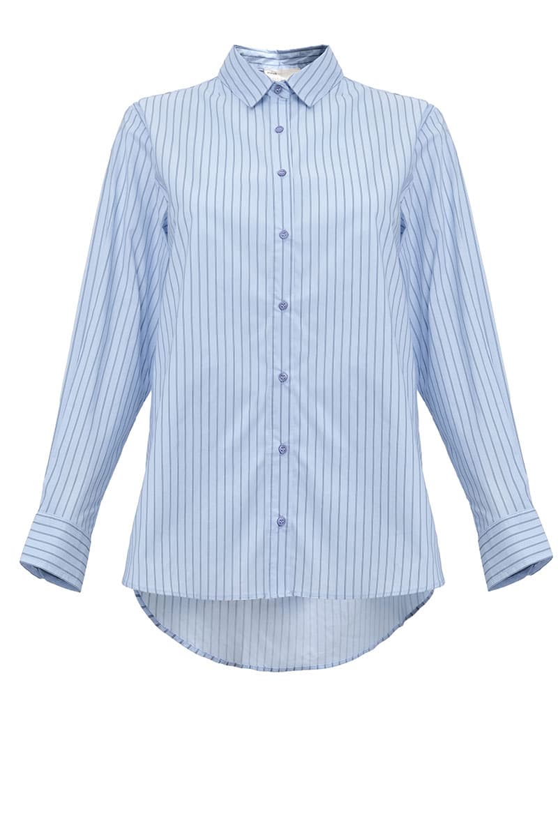 Mason Front Button Shirt - Blue Stripe - Image 2