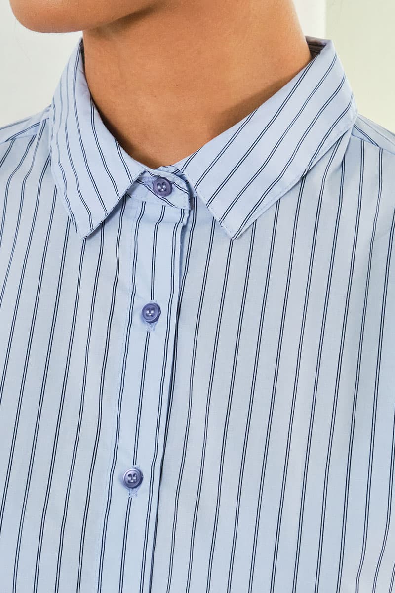 Mason Front Button Shirt - Blue Stripe - Image 5