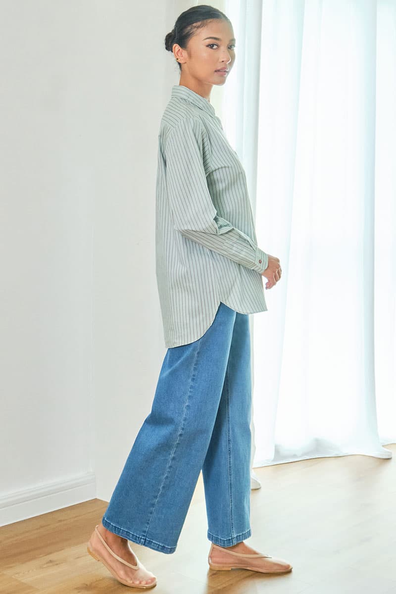 Mason Front Button Shirt - Mint Stripe - Image 3