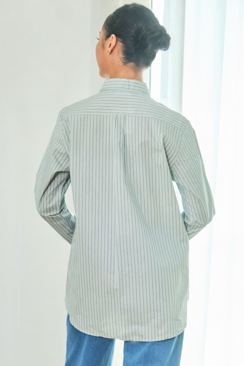 Mason Front Button Shirt - Mint Stripe - Image 4