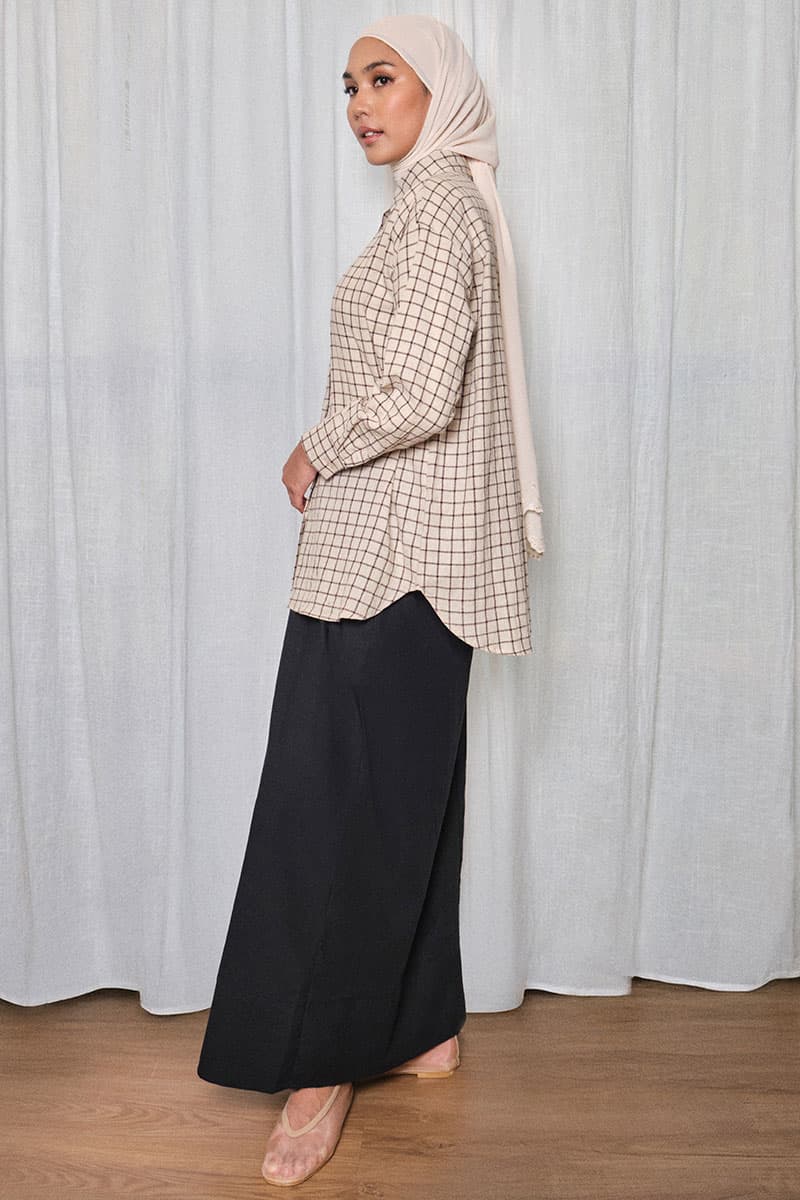 Rory Front Button Shirt - Beige Check - Image 3