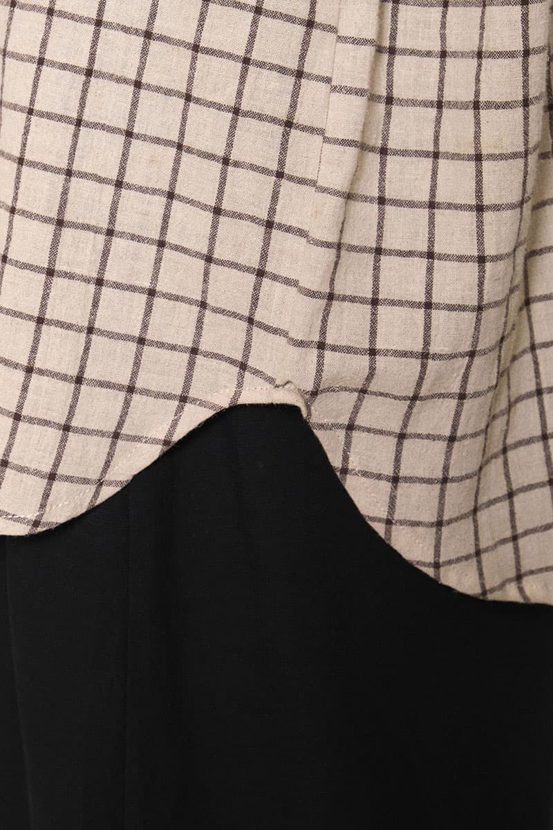 Rory Front Button Shirt - Beige Check - Image 5