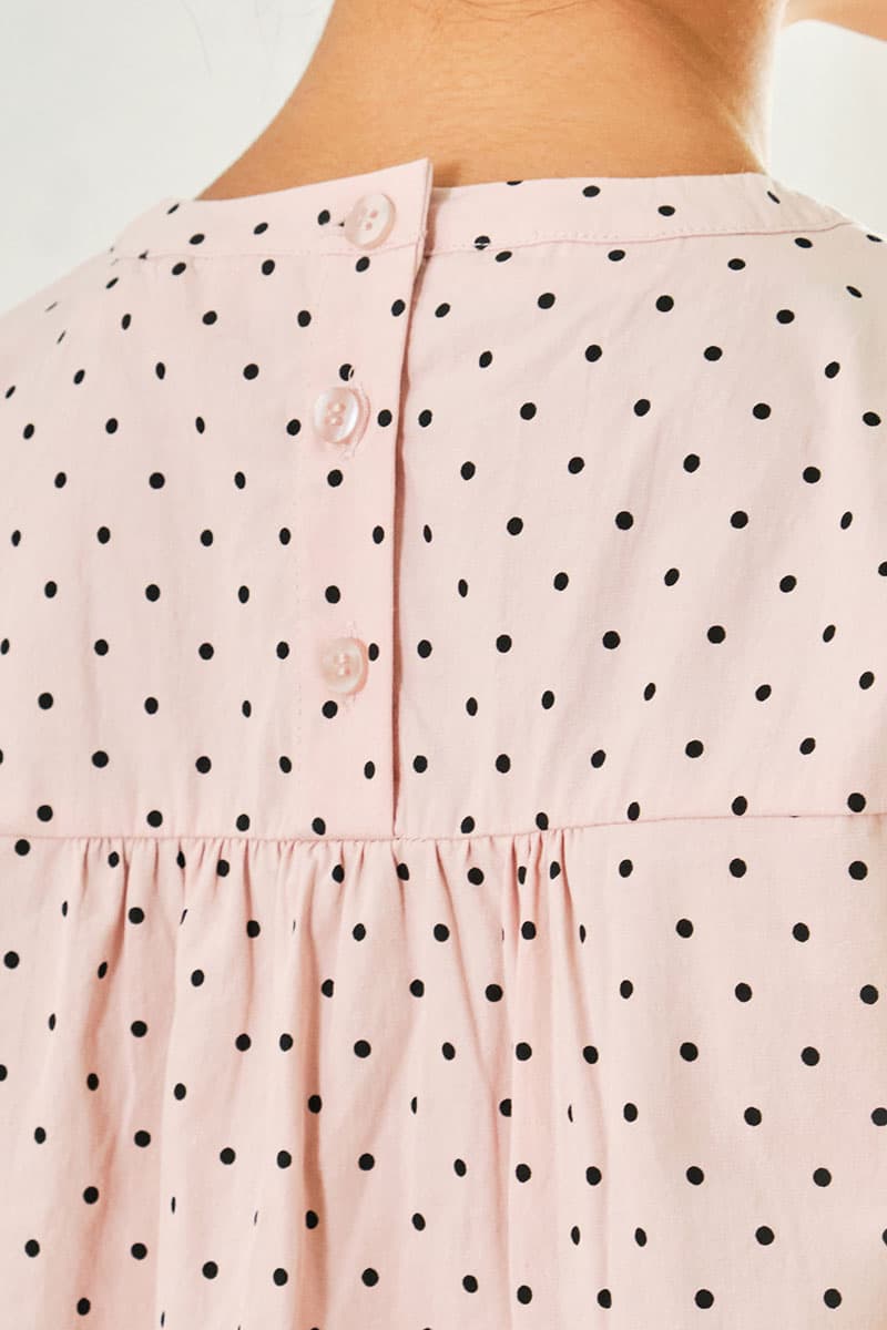 Merrick Curved Hem Blouse - Pink Polka - Image 6