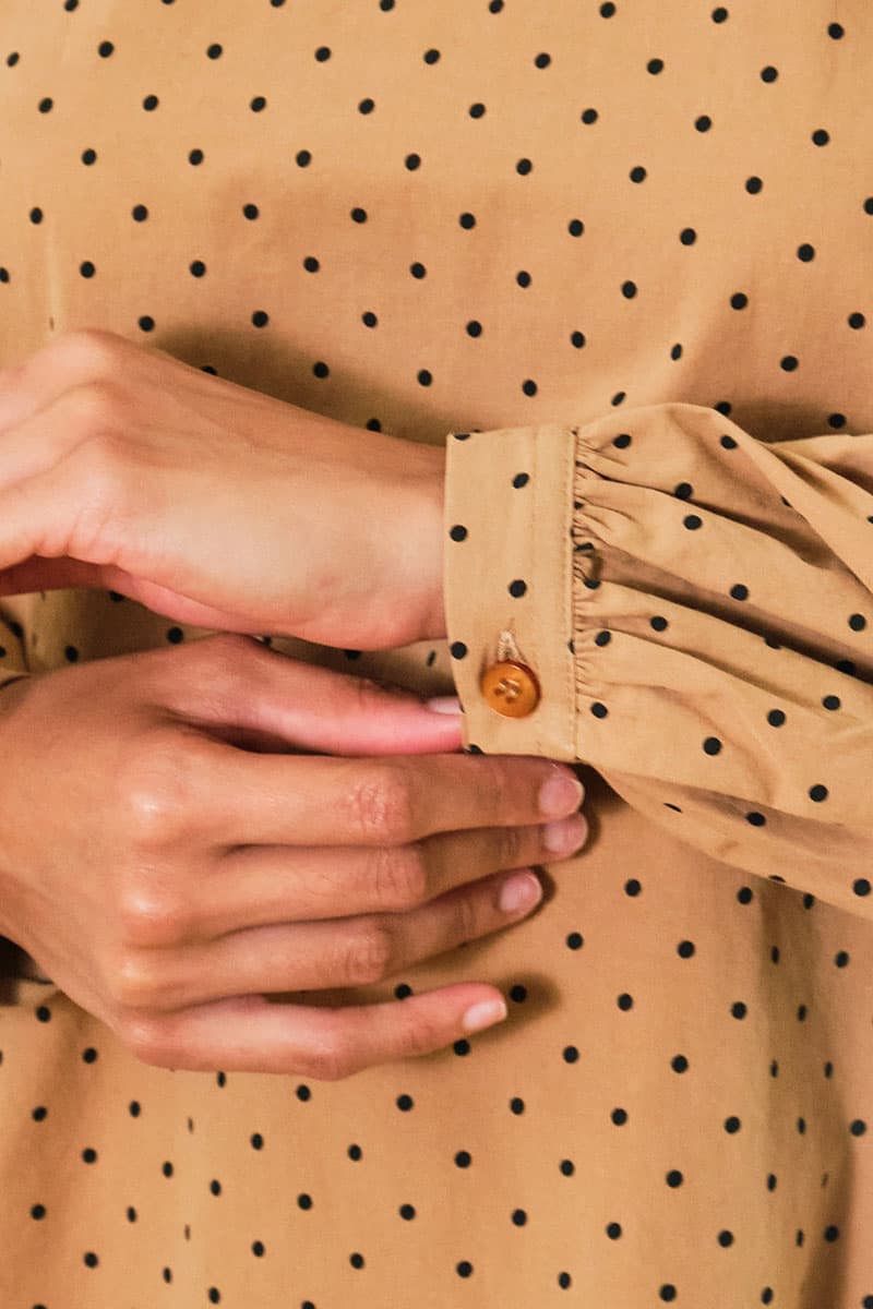 Merrick Curved Hem Blouse - Mocha Polka - Image 5
