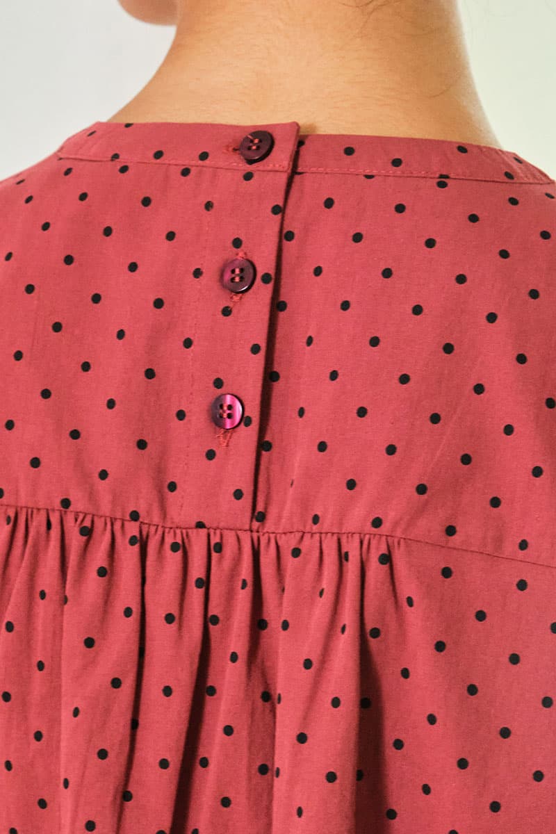 Merrick Curved Hem Blouse - Brick Polka - Image 5