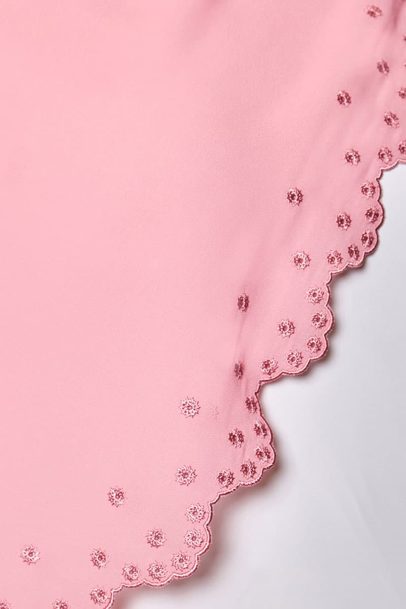 Aleandra Embroidered Scallop Headscarf - Melon Pink - Image 3