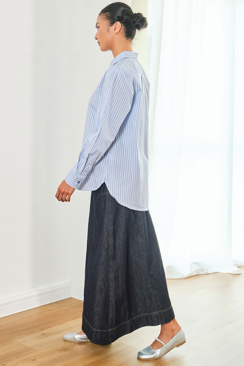 COTTON Frank A-Line Skirt - Dark Wash - Image 3