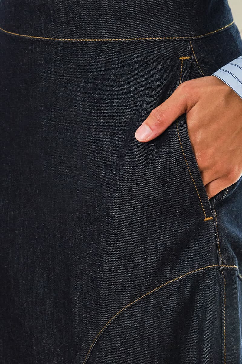 COTTON Frank A-Line Skirt - Dark Wash - Image 5