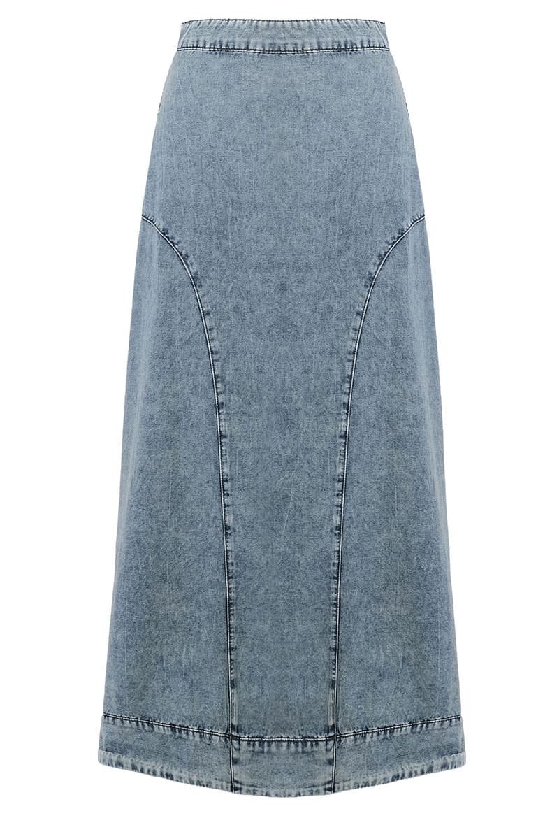 COTTON Frank A-Line Skirt - Light Acid Wash - Image 2