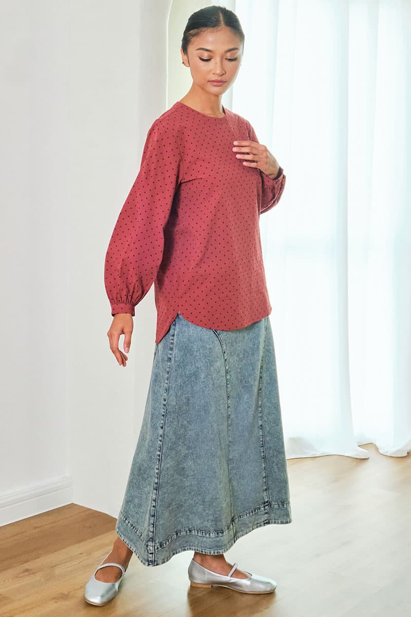 COTTON Frank A-Line Skirt - Light Acid Wash - Image 3