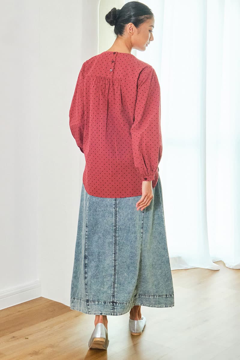 COTTON Frank A-Line Skirt - Light Acid Wash - Image 4