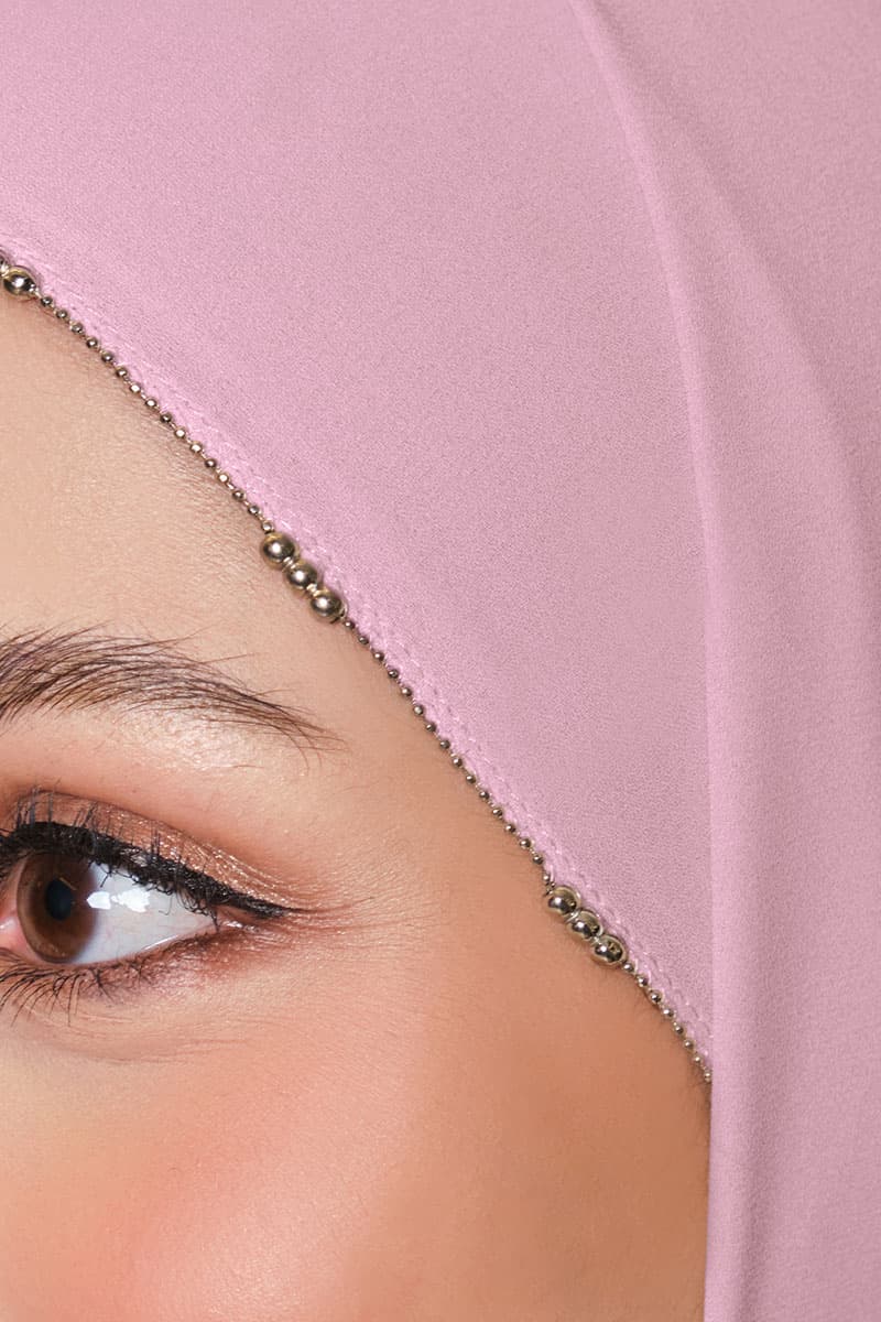 Brityn Beaded Headscarf - Primrose Pink - Image 3