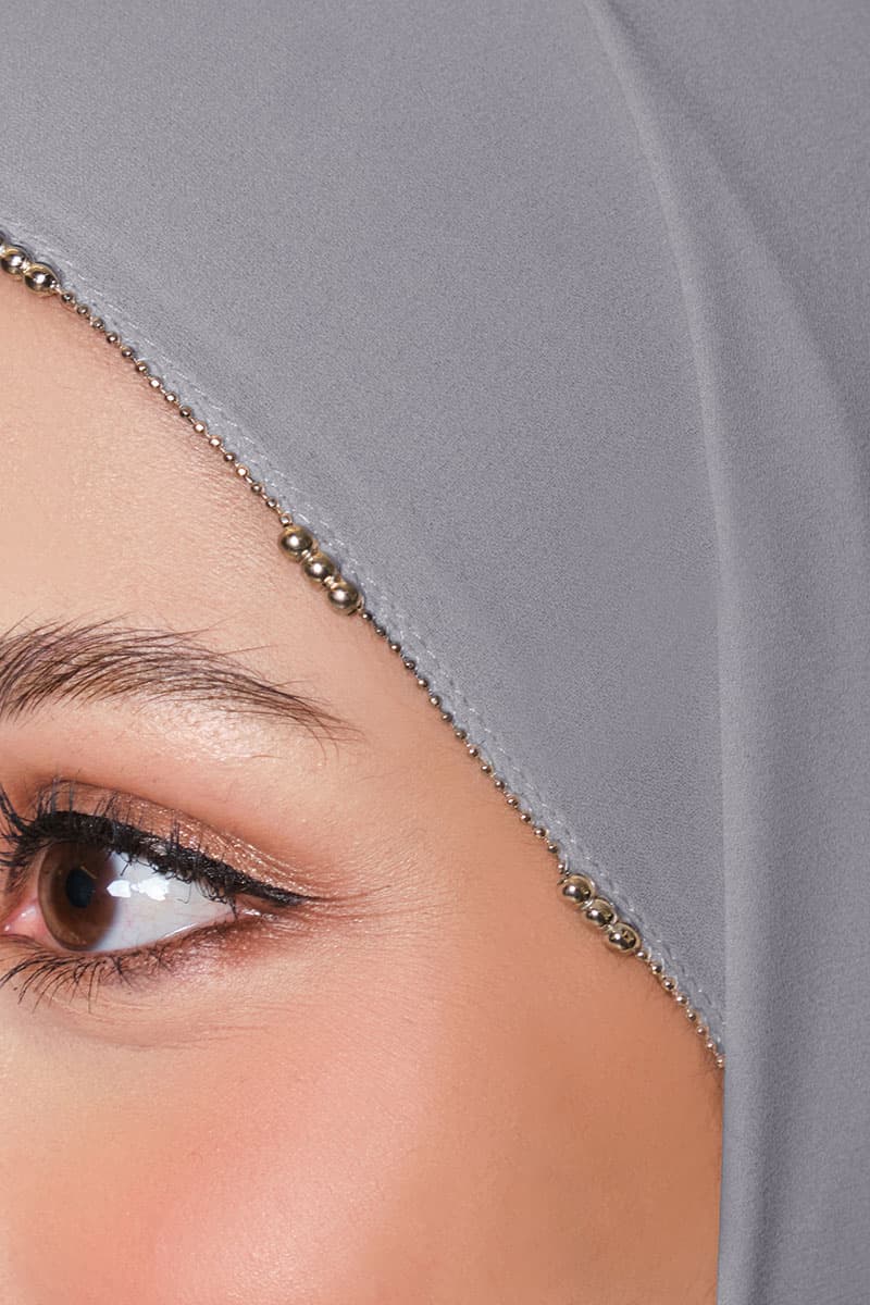 Brityn Beaded Headscarf - Grey - Image 3