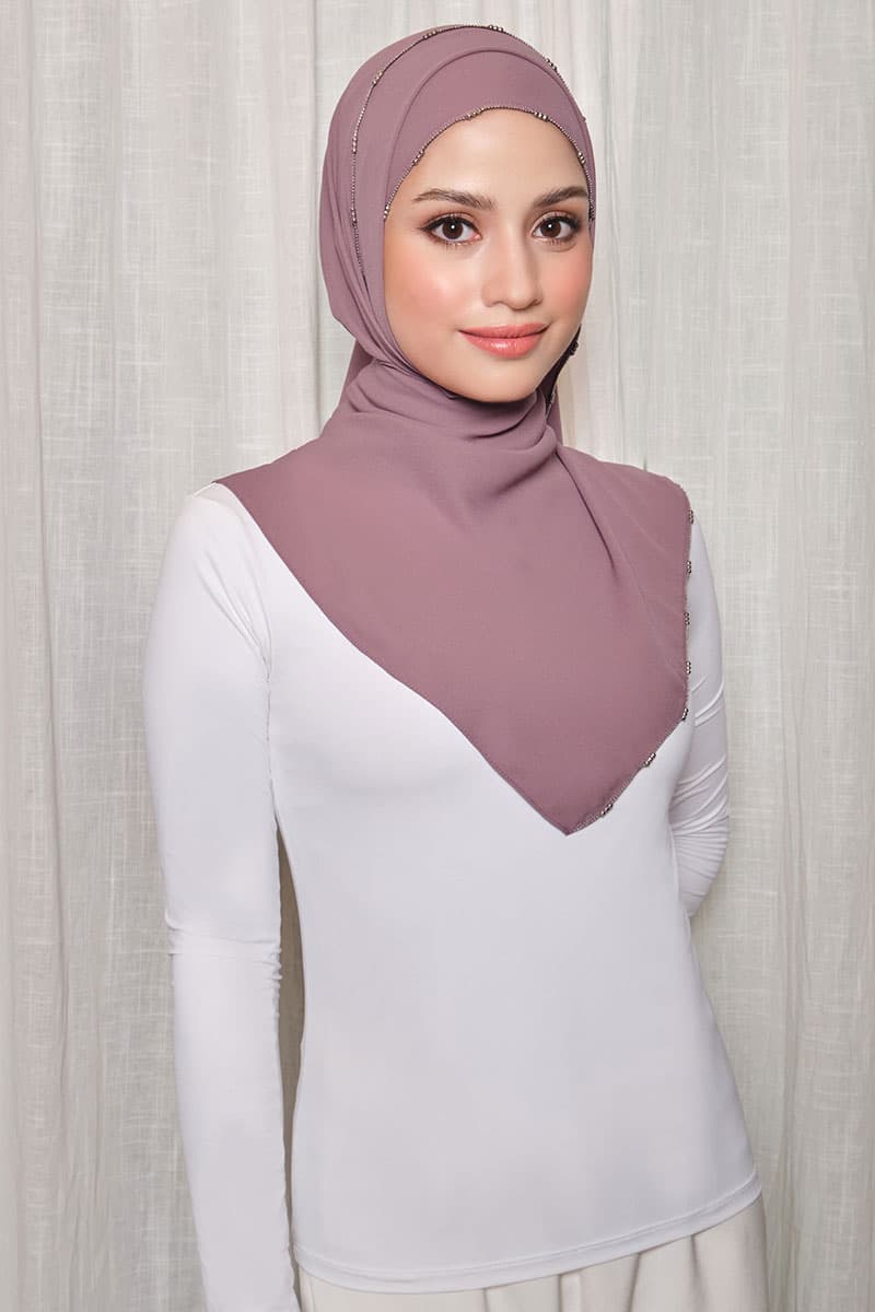 Brityn Beaded Headscarf - Deep Mauve - Image 1