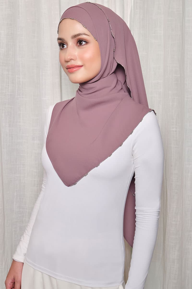 Brityn Beaded Headscarf - Deep Mauve - Image 2