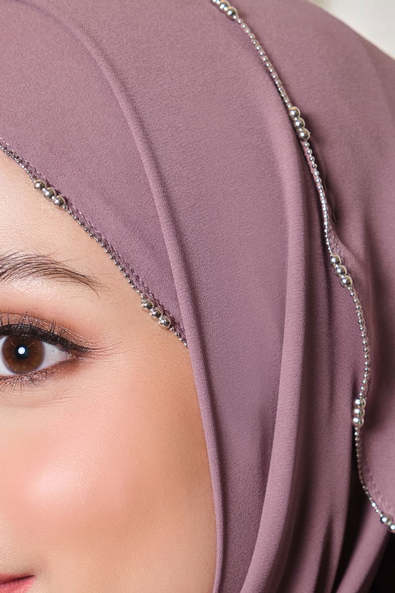 Brityn Beaded Headscarf - Deep Mauve - Image 3