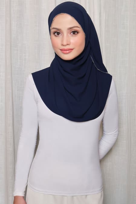 Brityn Beaded Headscarf - Navy