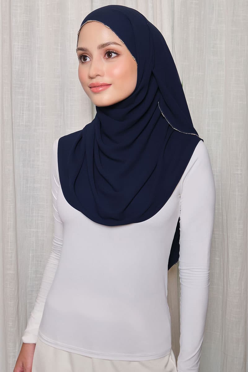 Brityn Beaded Headscarf - Navy - Image 2