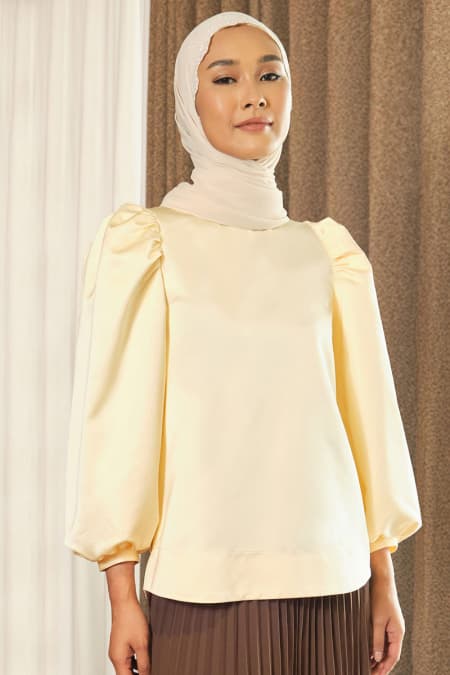 Bayley Puff Shoulder Blouse - Buttermilk