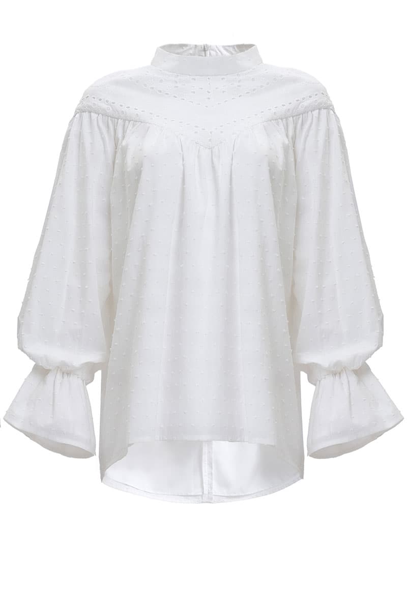 Maple Balloon Sleeve Blouse - White - Image 2