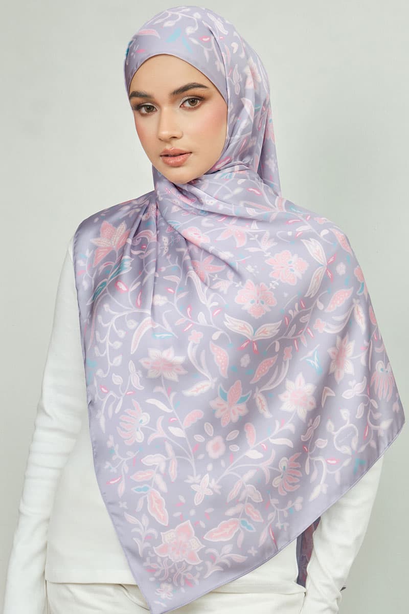 Aurelia Satin Rectangle Headscarf - Stone - Image 1