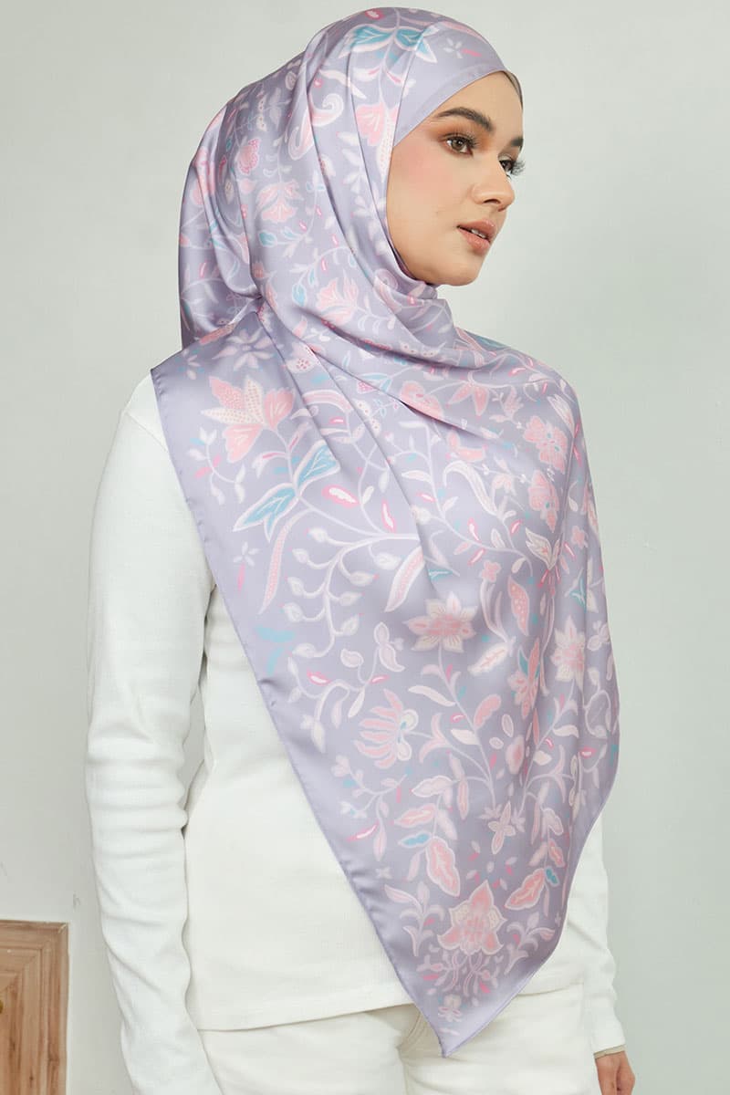 Aurelia Satin Rectangle Headscarf - Stone - Image 2