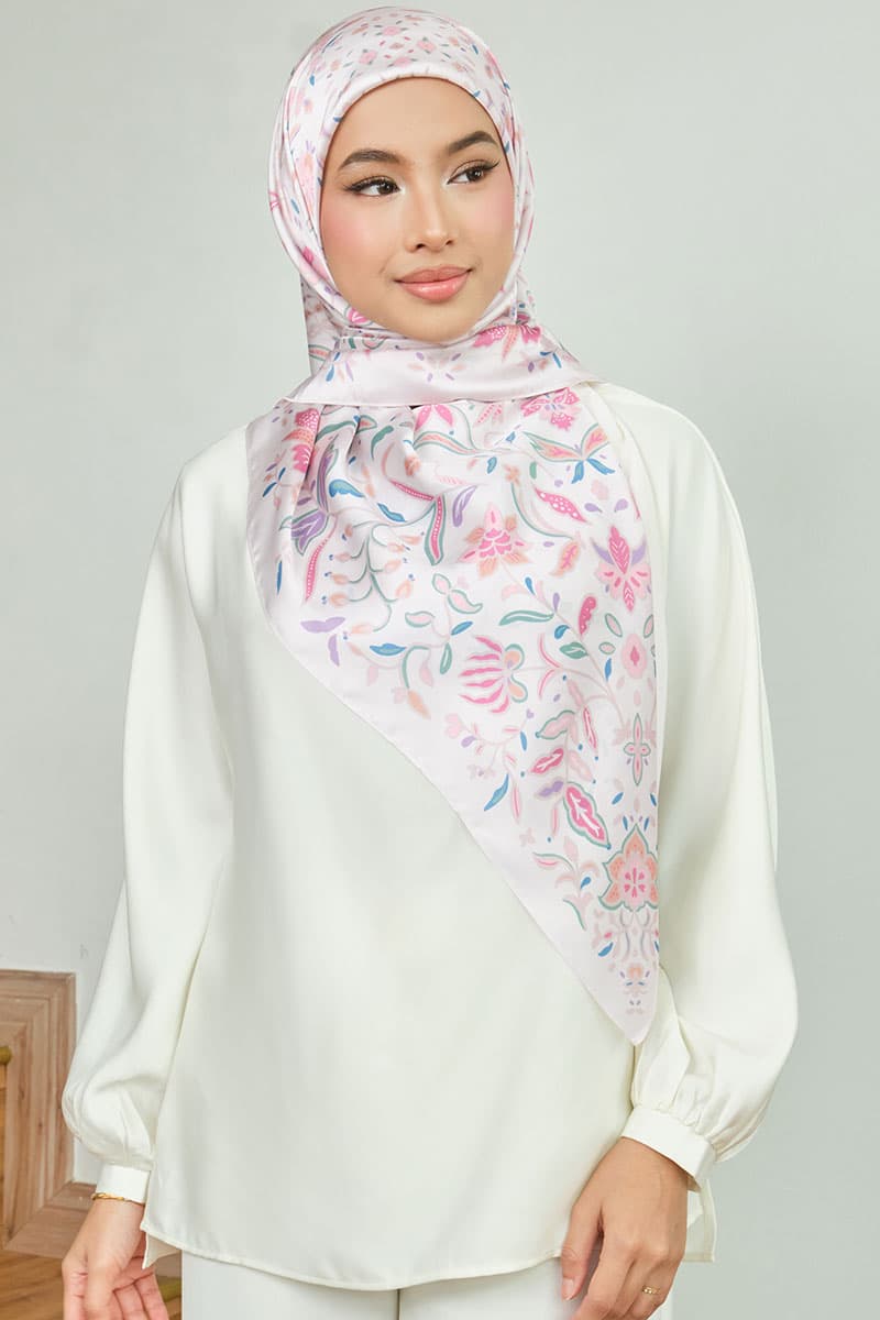Azalea Satin Square Headscarf - Creme Brulee - Image 1