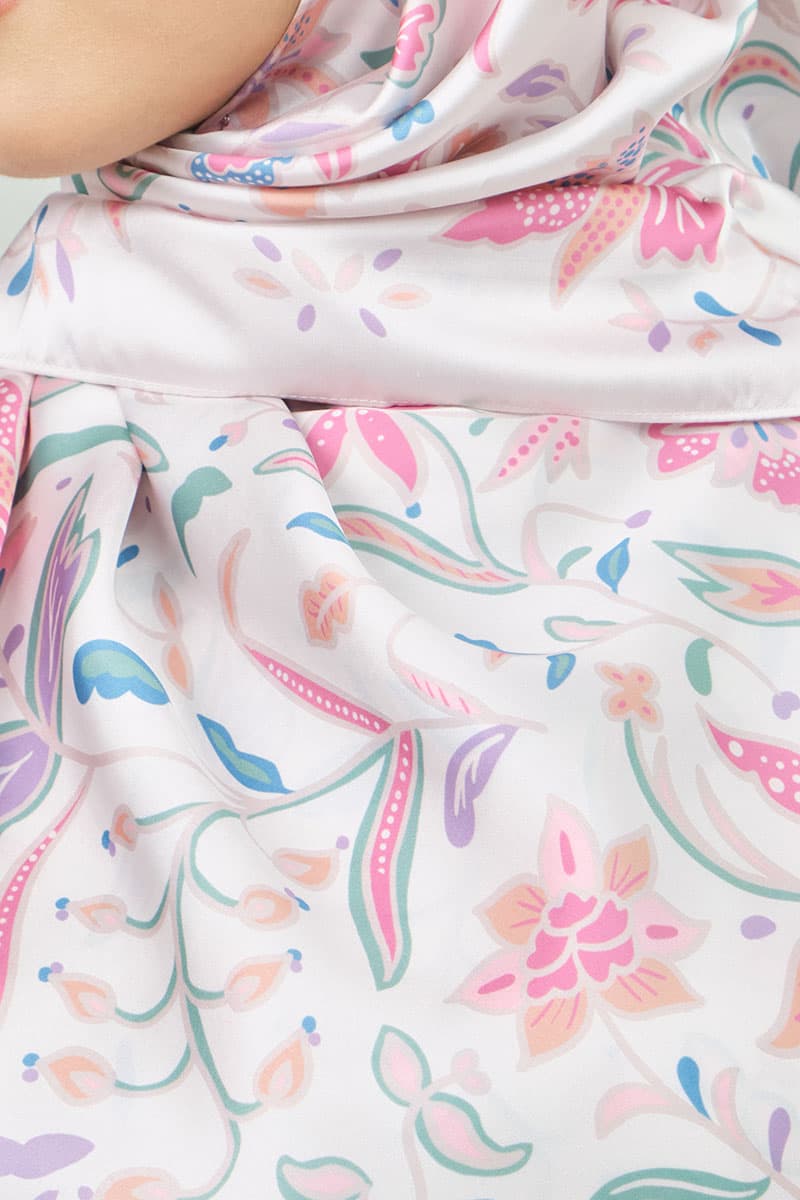 Azalea Satin Square Headscarf - Creme Brulee - Image 3