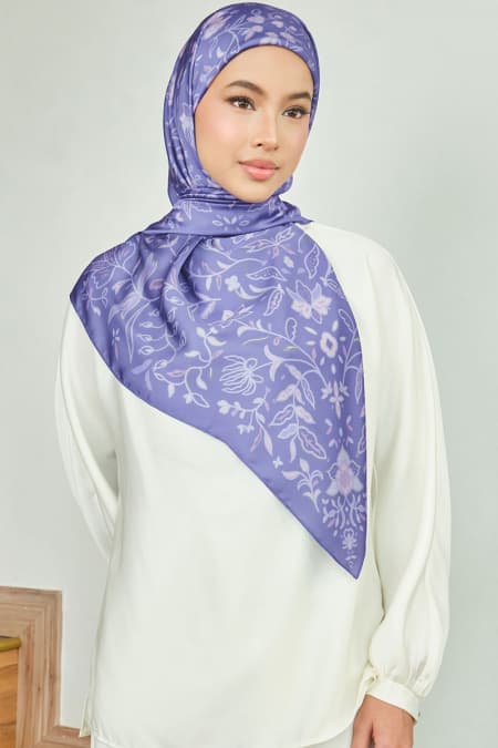 Azalea Satin Square Headscarf - Deep Periwinkle