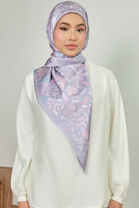 Azalea Satin Square Headscarf - Stone
