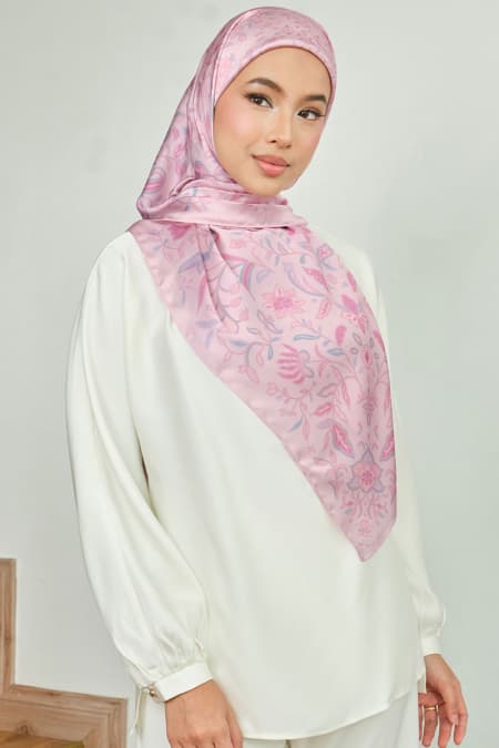 Azalea Satin Square Headscarf - Primrose Pink