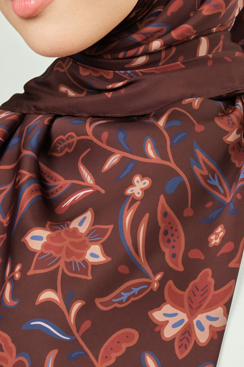 Azalea Satin Square Headscarf - Rustic Brown - Image 3