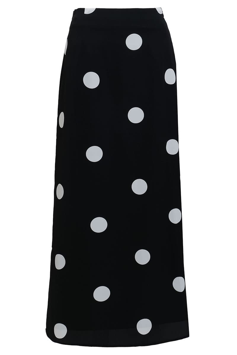 Roy A-Line Skirt - Black/White Polka - Image 2